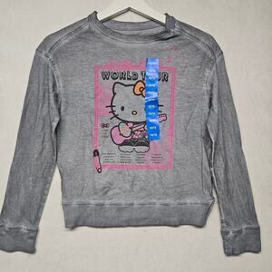 NWT Sanrio Hello Kitty World Tour Long Sleeve Burnout Grey T-Shirt